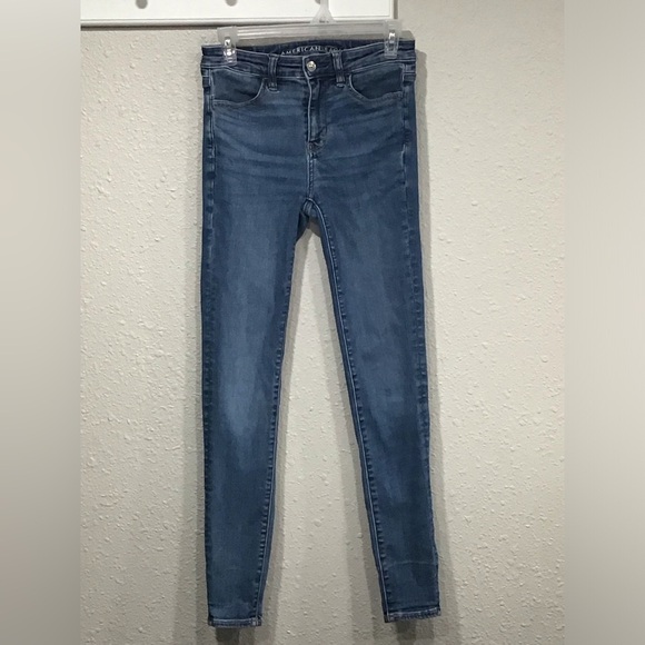 American Eagle Next Level Stretch High-Rise Jegging Denim Blue Jeans Size 4 Long - Picture 1 of 6